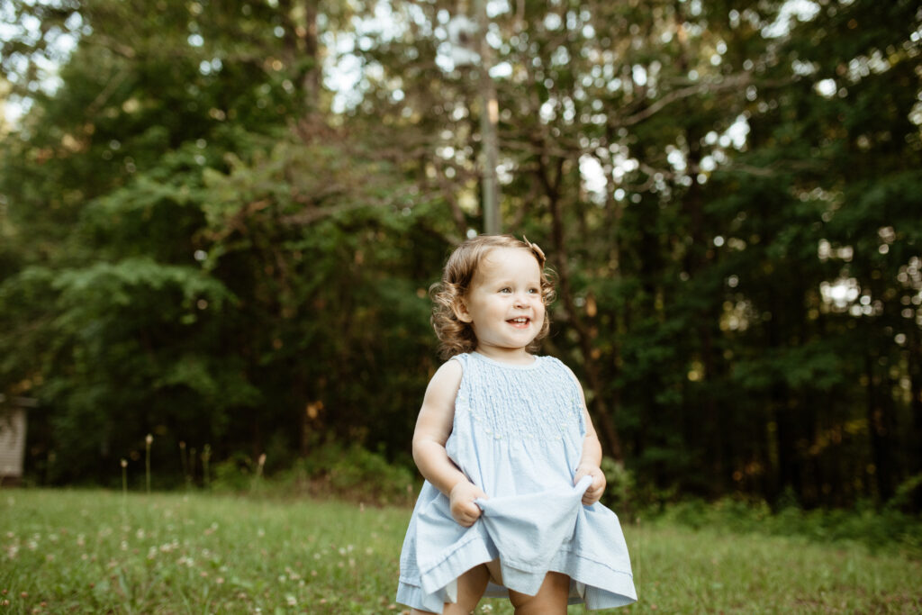 a daughter giggles ate her parents