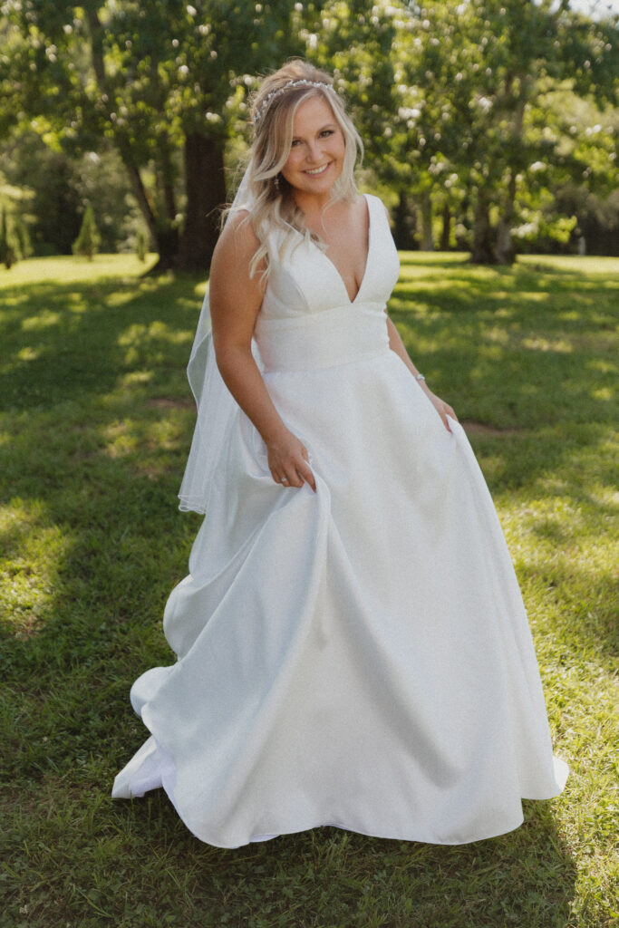 a bride smiles on her wedding day